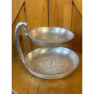 EVERLAST FORGED ALUMINUM 2 TIER TRAY Floral Vintage Server (5585)